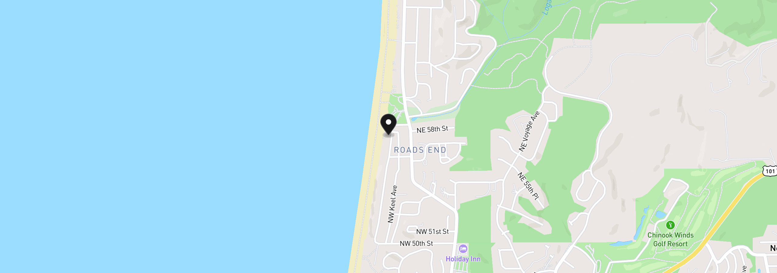 Map showing the location of 5771 NW Jetty Ave, Lincoln City, OR 97367