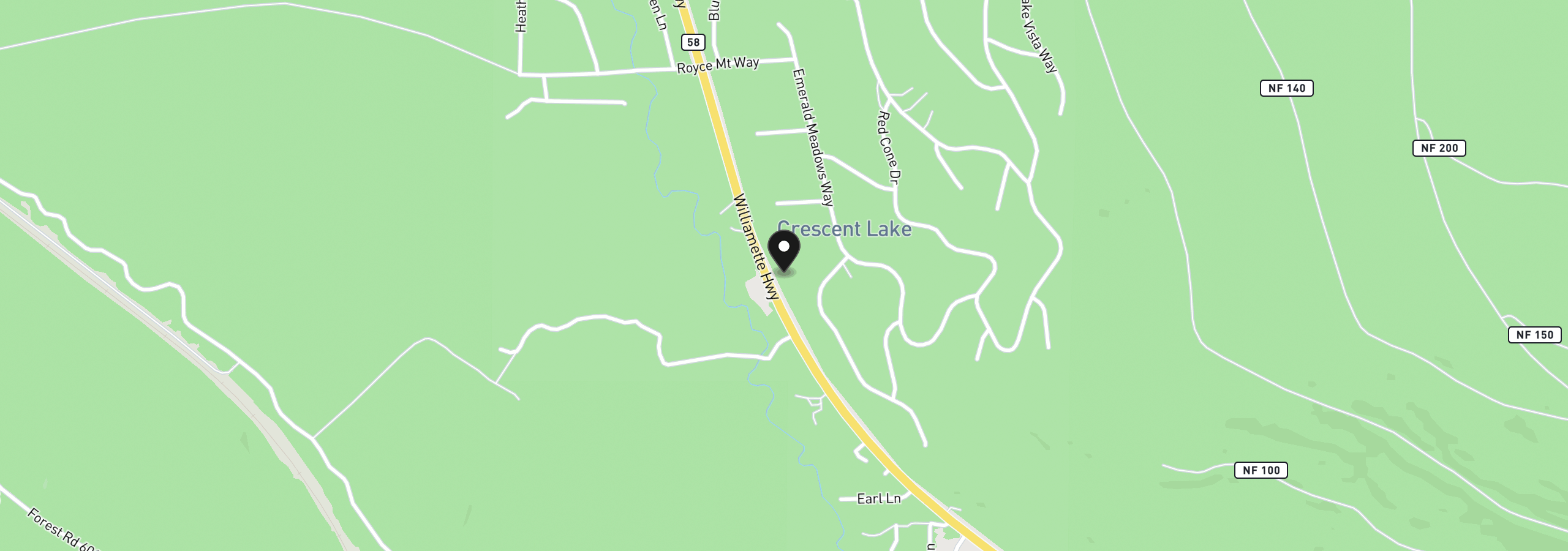 Map showing the location of Crescent Moon Drive 29, Crescent Lake, OR 97733