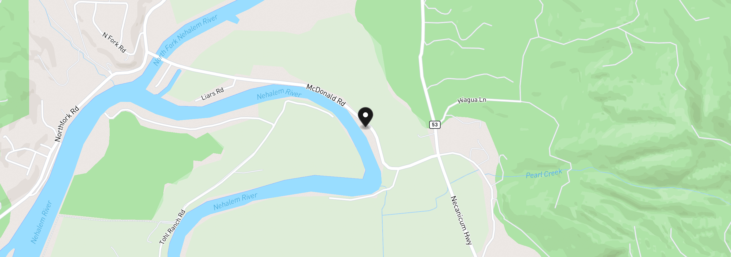 Map showing the location of 16295 McDonald Rd, Nehalem, OR 97131