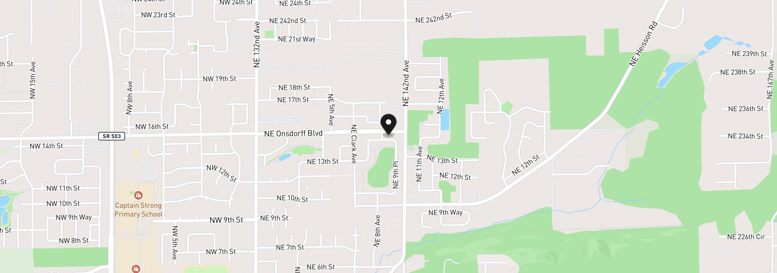 Map showing the location of 970 NE 14th St, Battle Ground, Wa 98604