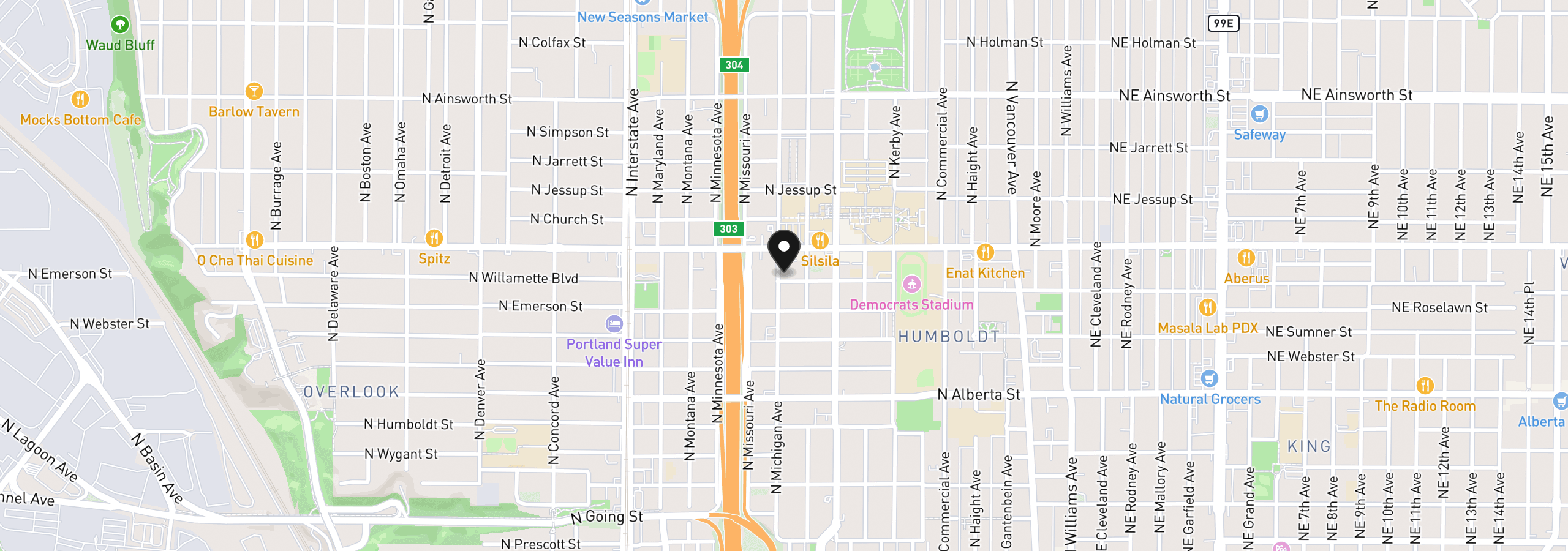 Map showing the location of 967 N Killingsworth Ct, Portland, OR 97217