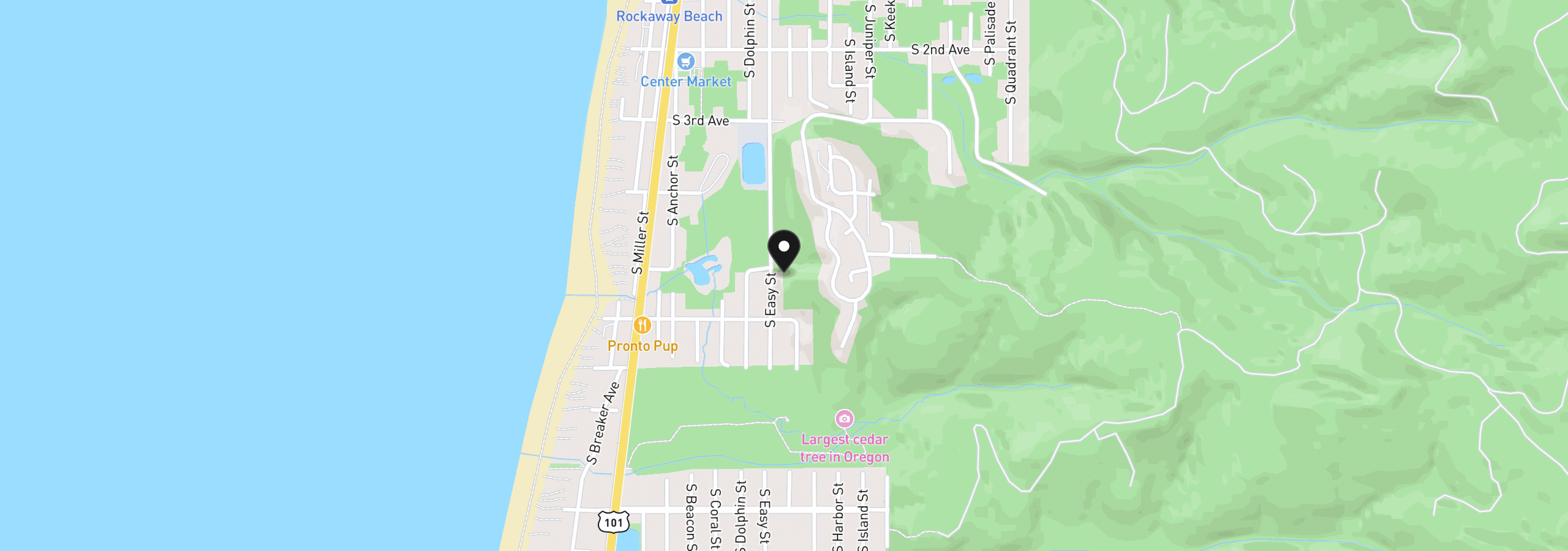 Map showing the location of 0 S Easy Vl707, Rockaway Beach, OR 97136