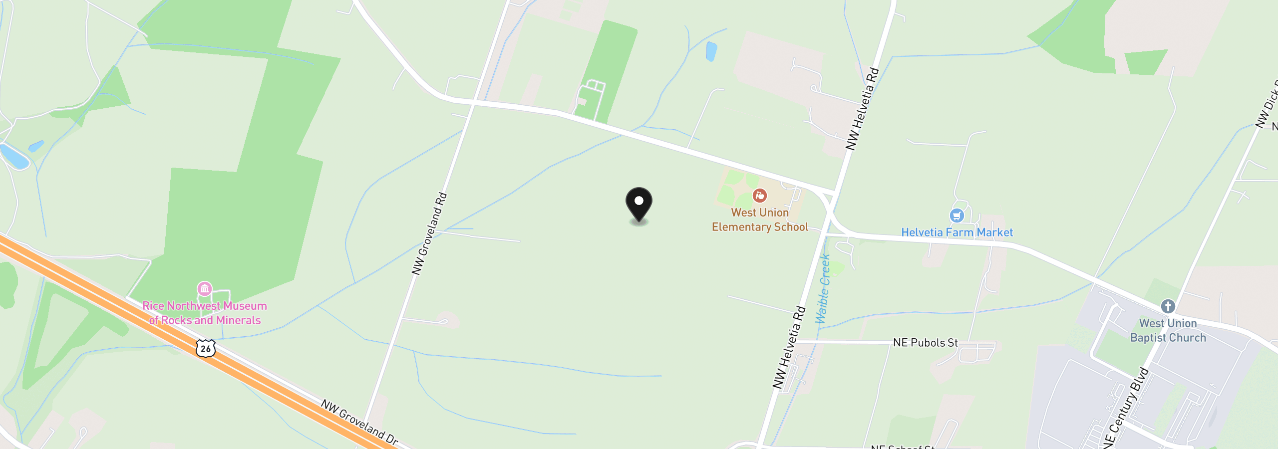 Map showing the location of NW West Union Rd, Hillsboro, OR 97124