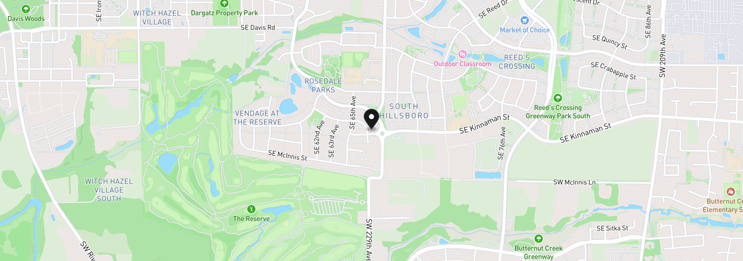 Map showing the location of 6627 SE Kinnaman St, Hillsboro, OR 97123