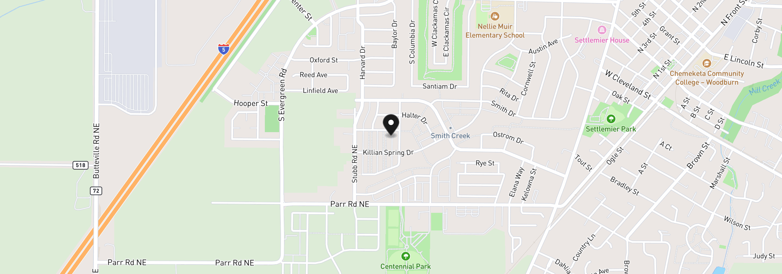 Map showing the location of 630 Nichols Ln. H493, Woodburn, OR 97071