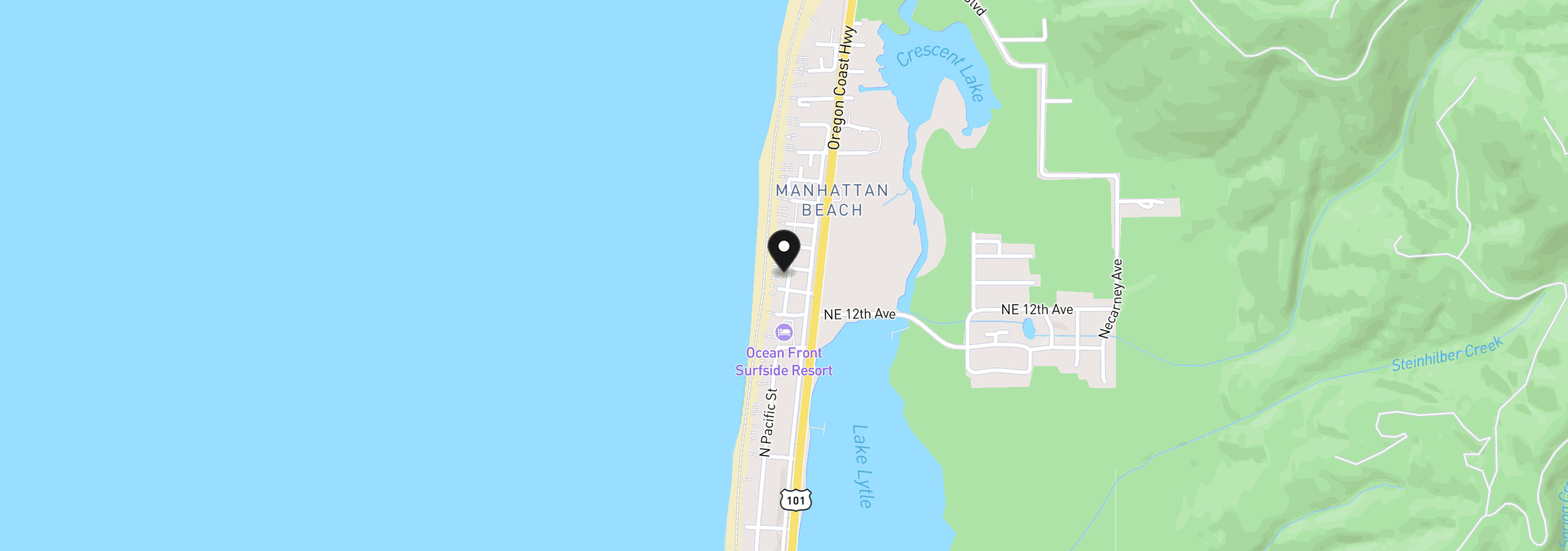 Map showing the location of 1353 N Pacific Ln, Rockaway Beach, OR 97136