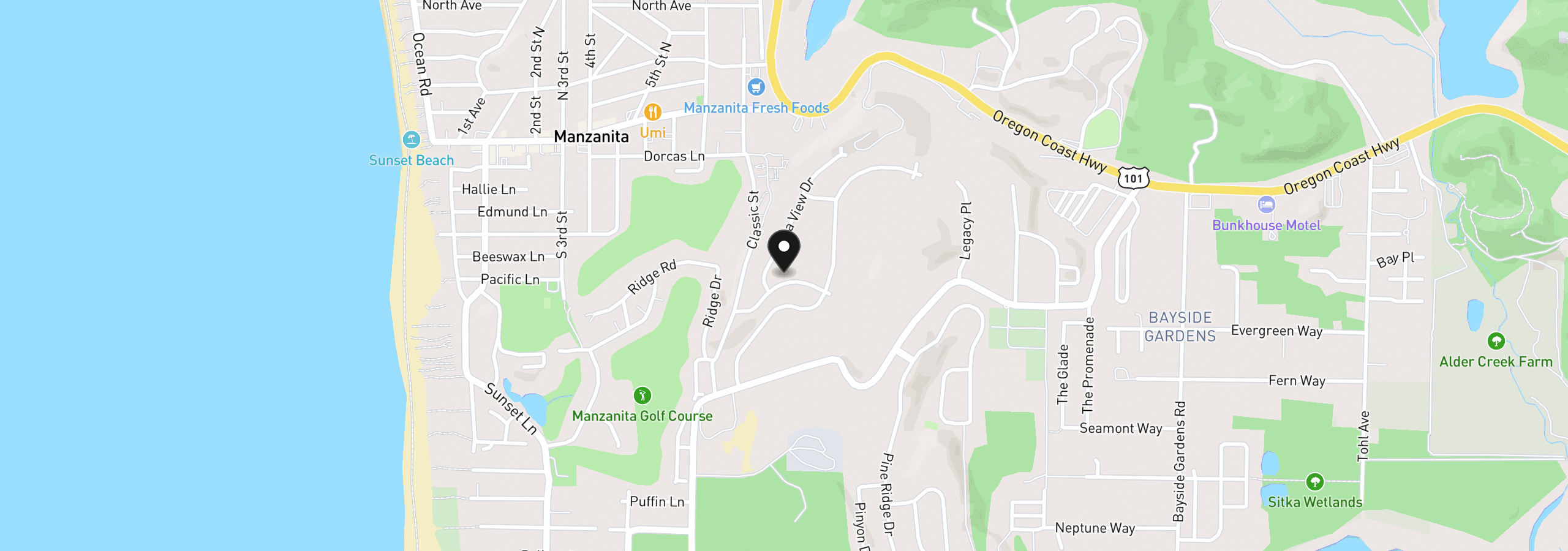 Map showing the location of 559 Meadows Dr. 31, Manzanita, OR 97130