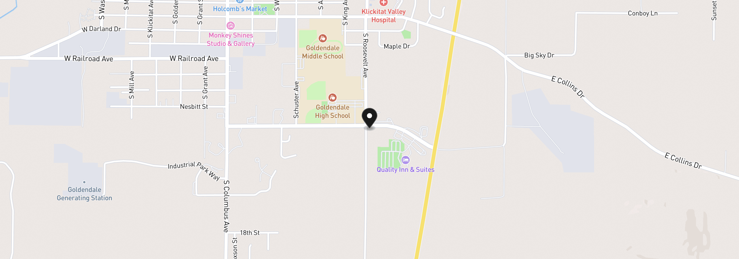 Map showing the location of 0 E Simcoe Dr, Goldendale, Wa 98620