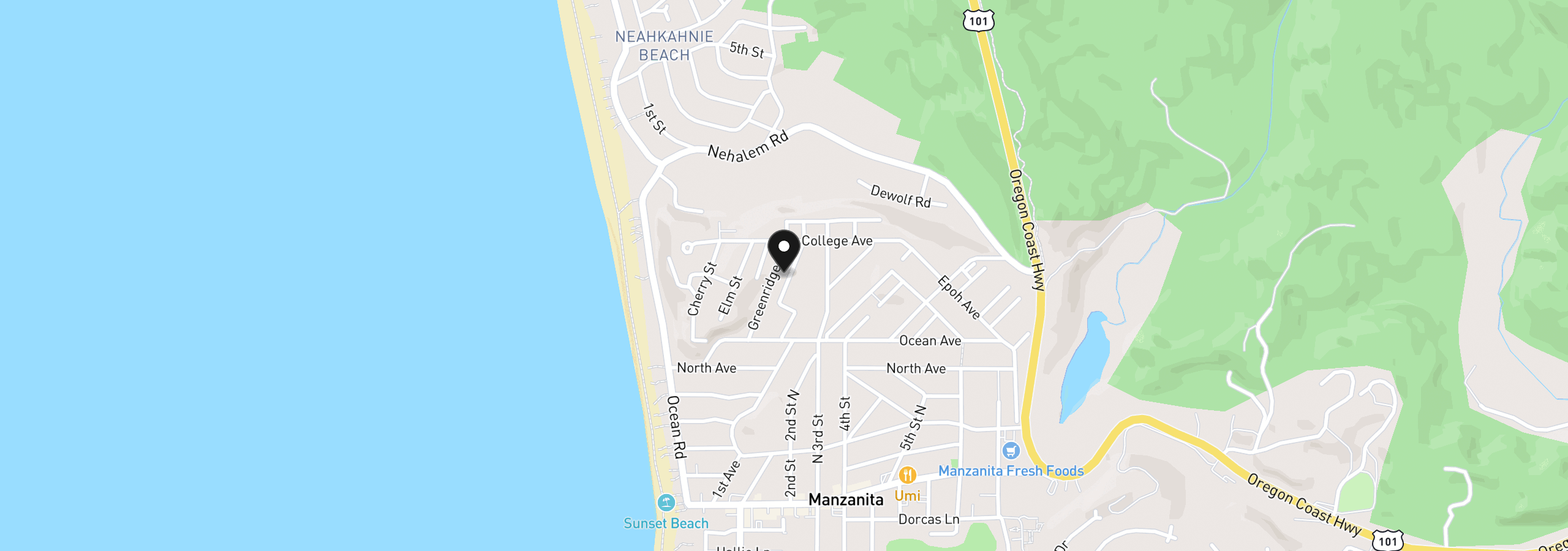 Map showing the location of 844 Greenridge St, Manzanita, OR 97130