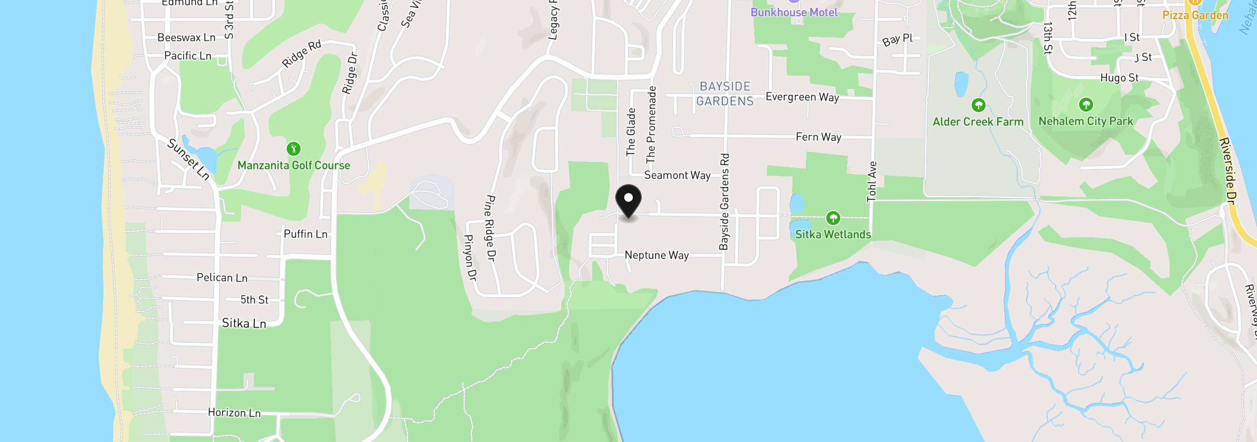 Map showing the location of 0 Ocean Way, Nehalem, OR 97131