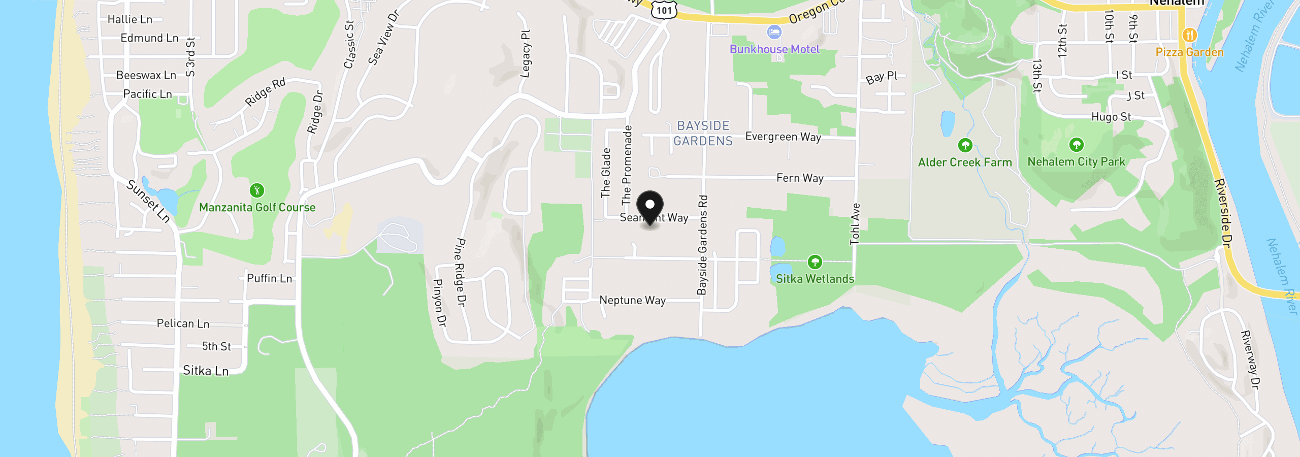 Map showing the location of 11045 Seamont Way, Nehalem, OR 97131