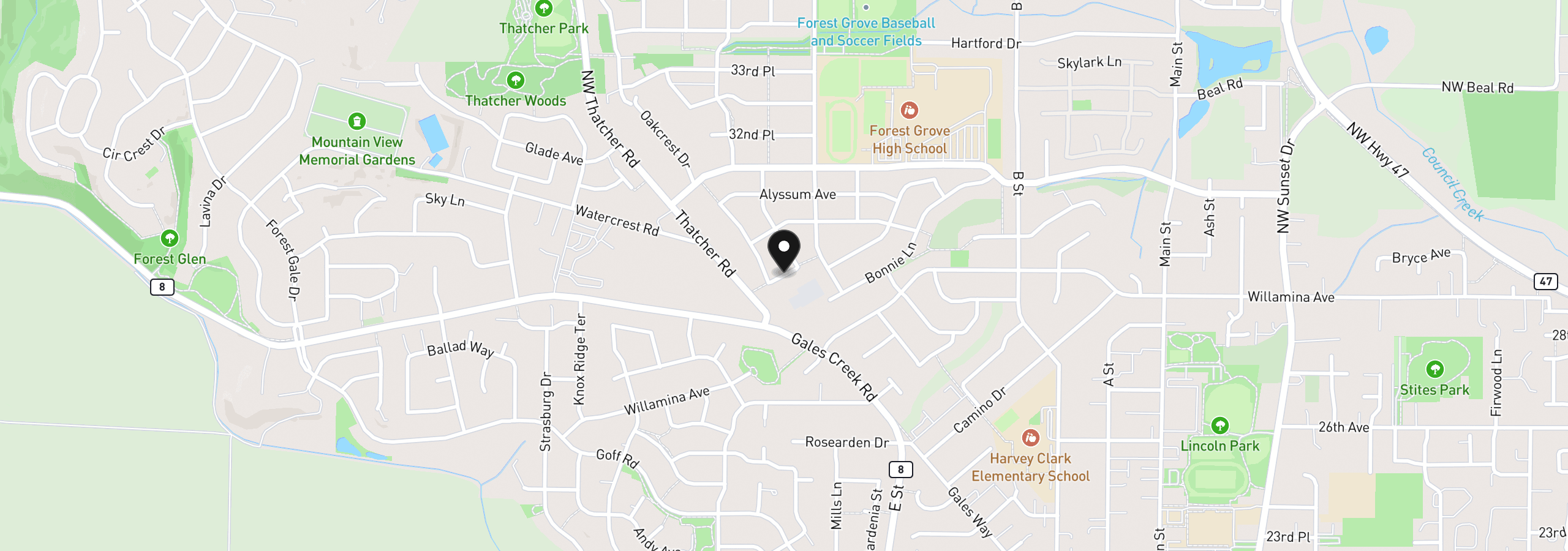 Map showing the location of C St, Forest Grove, OR 97116