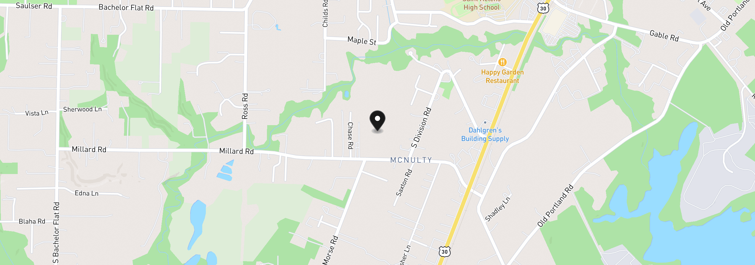 Map showing the location of Millard, St. Helens, OR 97051