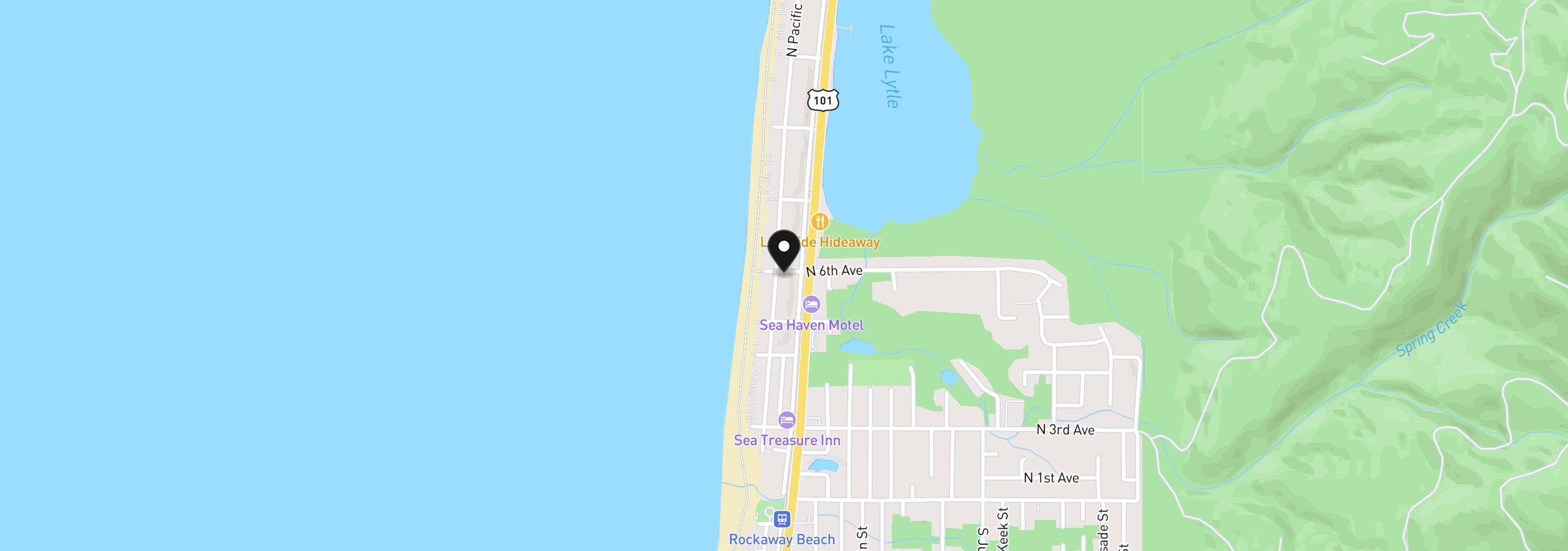 Map showing the location of 560 N Pacific St, Rockaway Beach, OR 97136