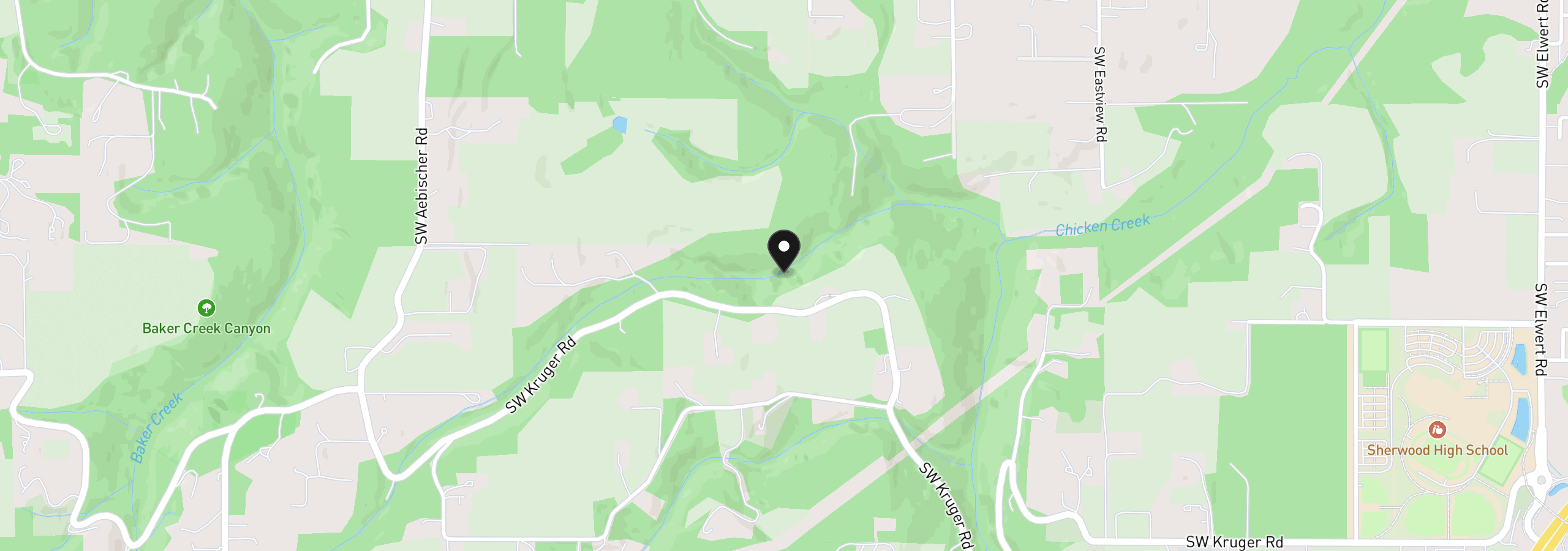 Map showing the location of 21007 SW Kruger Rd, Sherwood, OR 97140