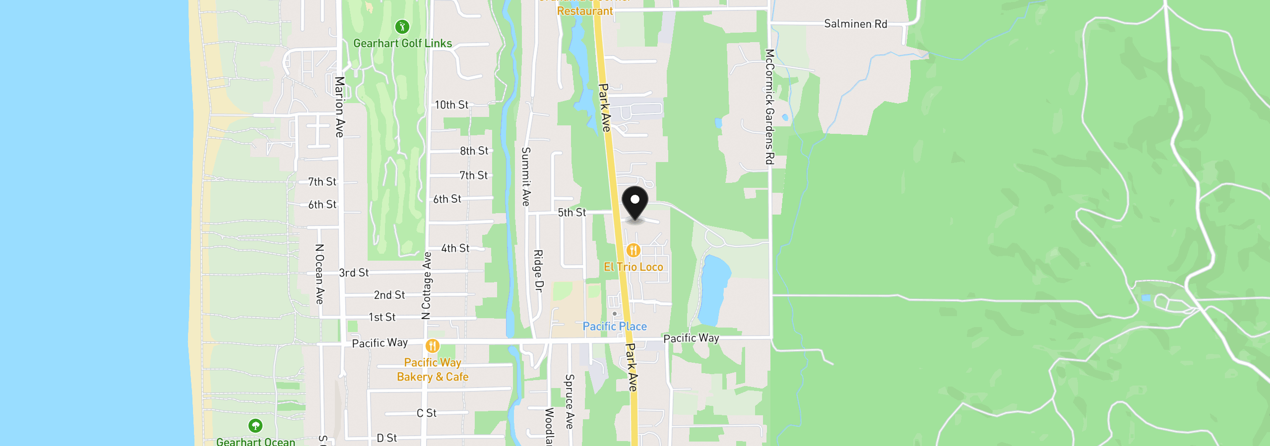 Map showing the location of 1327 Sea Ridge Ln, Gearhart, OR 97138