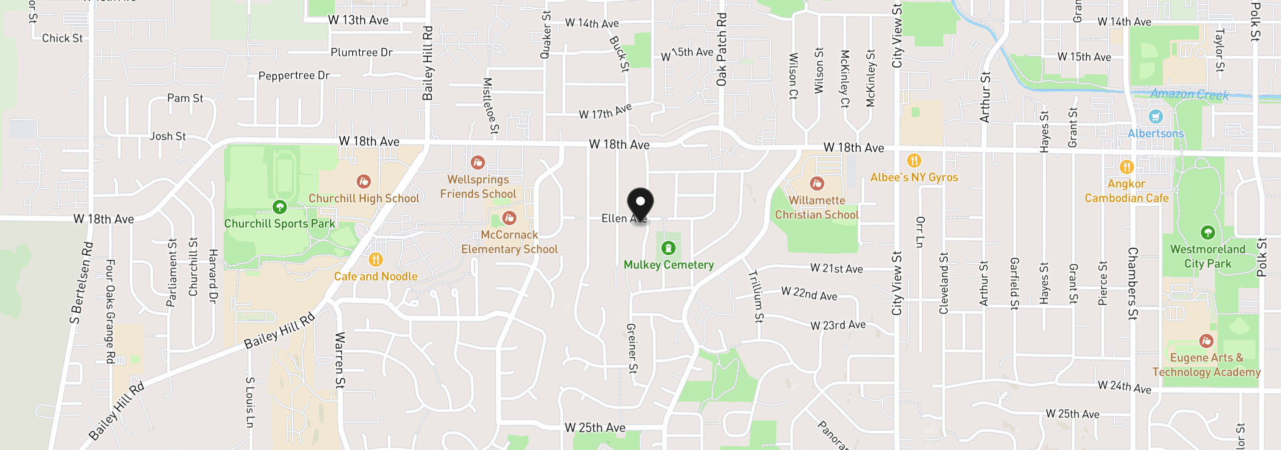 Map showing the location of 2012 Greiner St, Eugene, OR 97405
