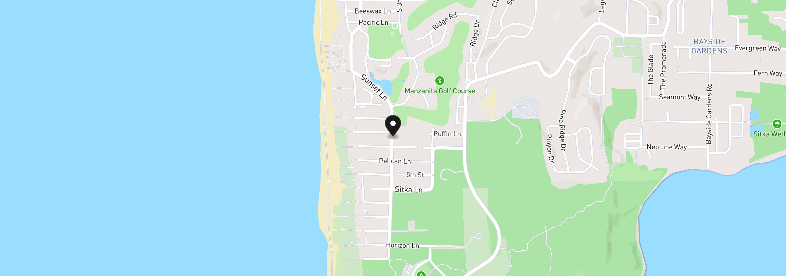 Map showing the location of 34735 Necarney Blvd, Manzanita, OR 97130