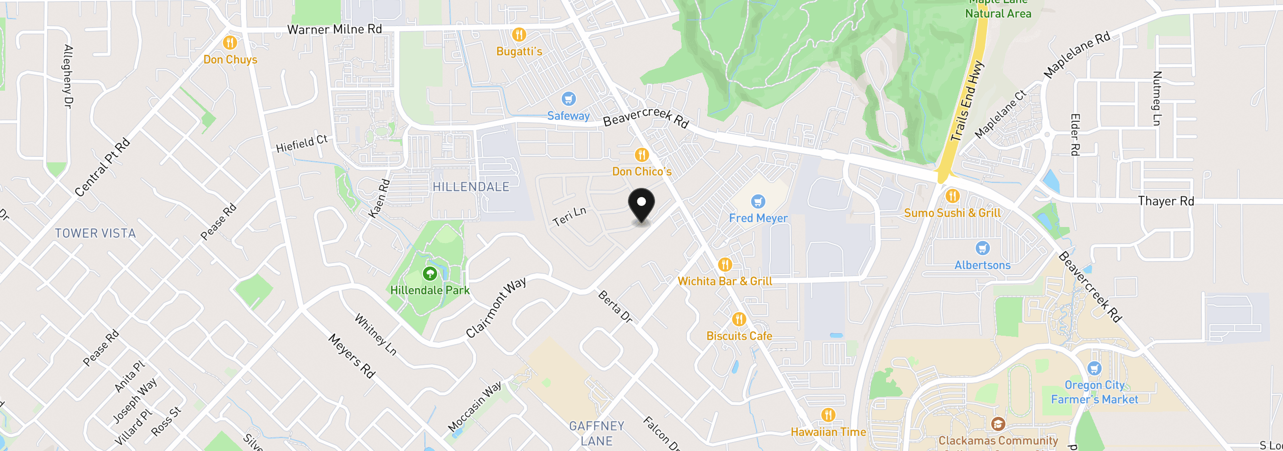Map showing the location of 13531 Clairmont Way 94, Oregon City, OR 97045