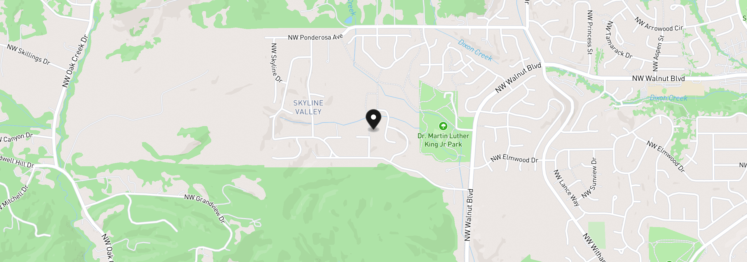 Map showing the location of NW Foothill Dr, Corvallis, OR 97330