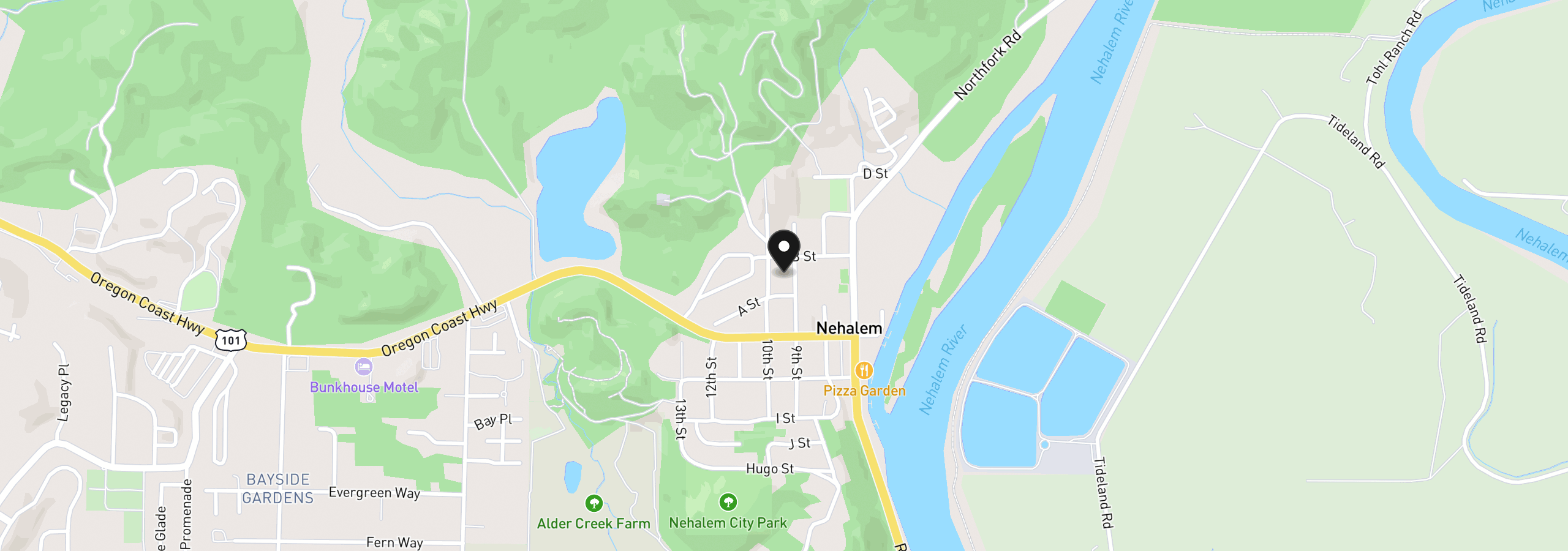 Map showing the location of 36150 9th St, Nehalem, OR 97131