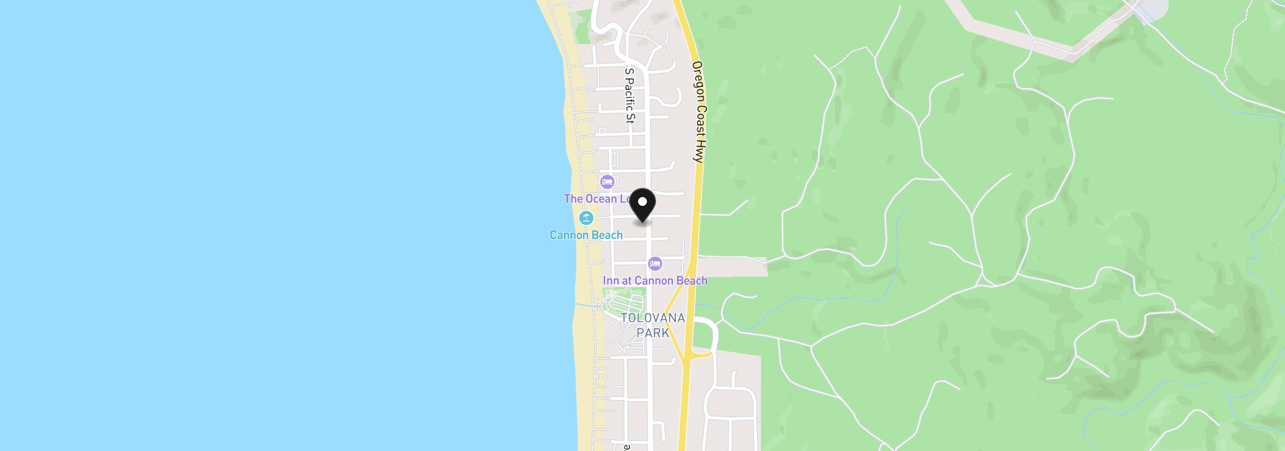 Map showing the location of 3040 S Hemlock St, Cannon Beach, OR 97110