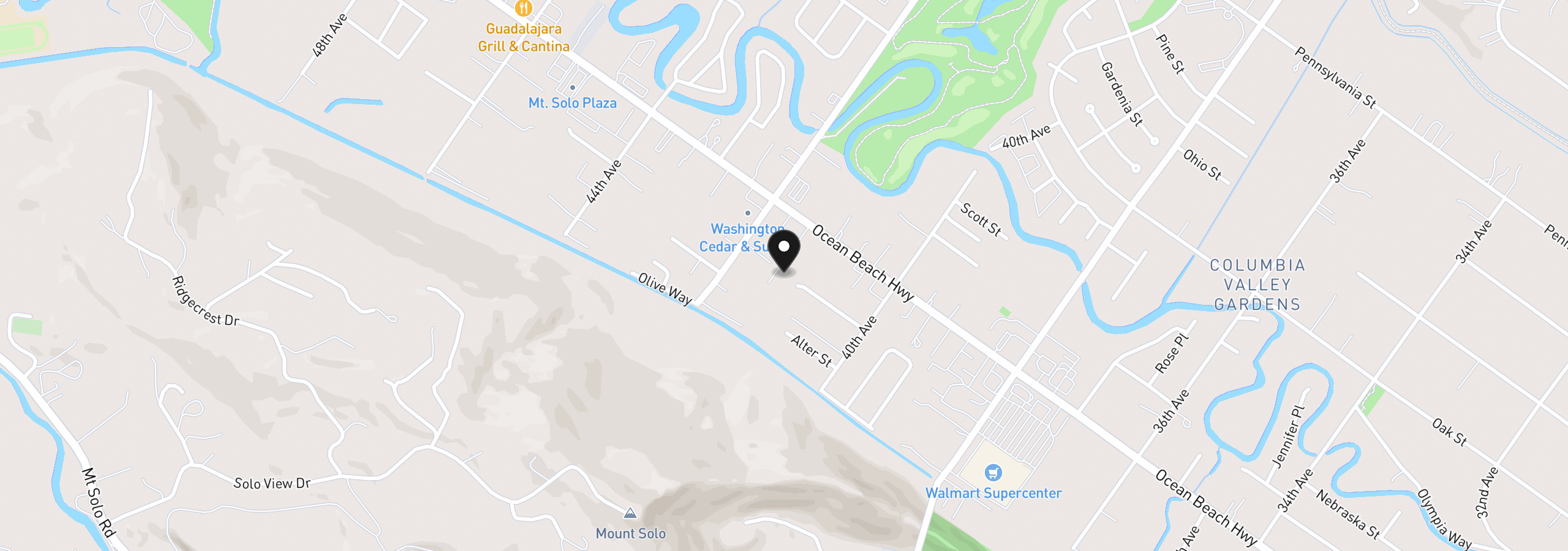 Map showing the location of 4117 Ocean Beach Hwy 19, Longview, Wa 98632