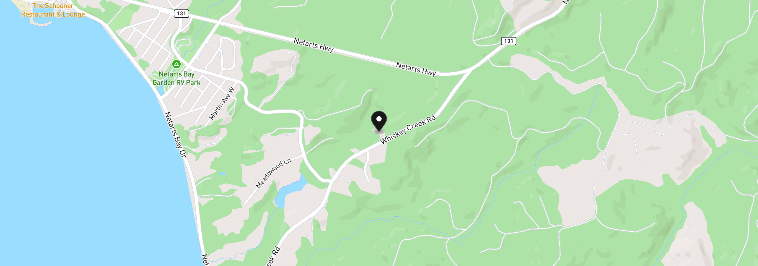 Map showing the location of 2500 Whiskey Creek Rd, Tillamook, OR 97141