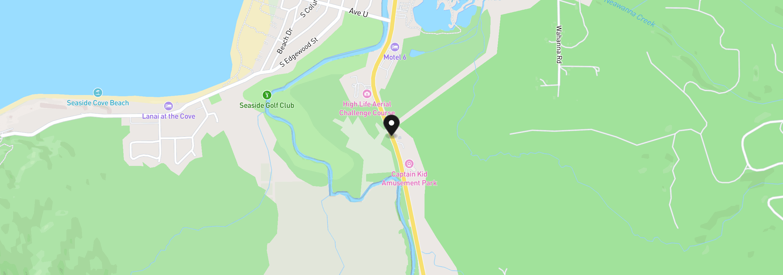 Map showing the location of 84800 Us-101, Seaside, OR 97138