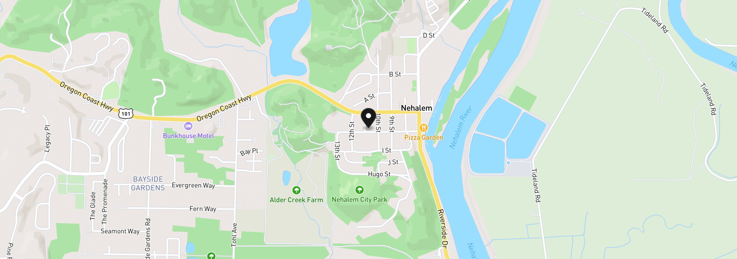 Map showing the location of 11th St, Nehalem, OR 97131