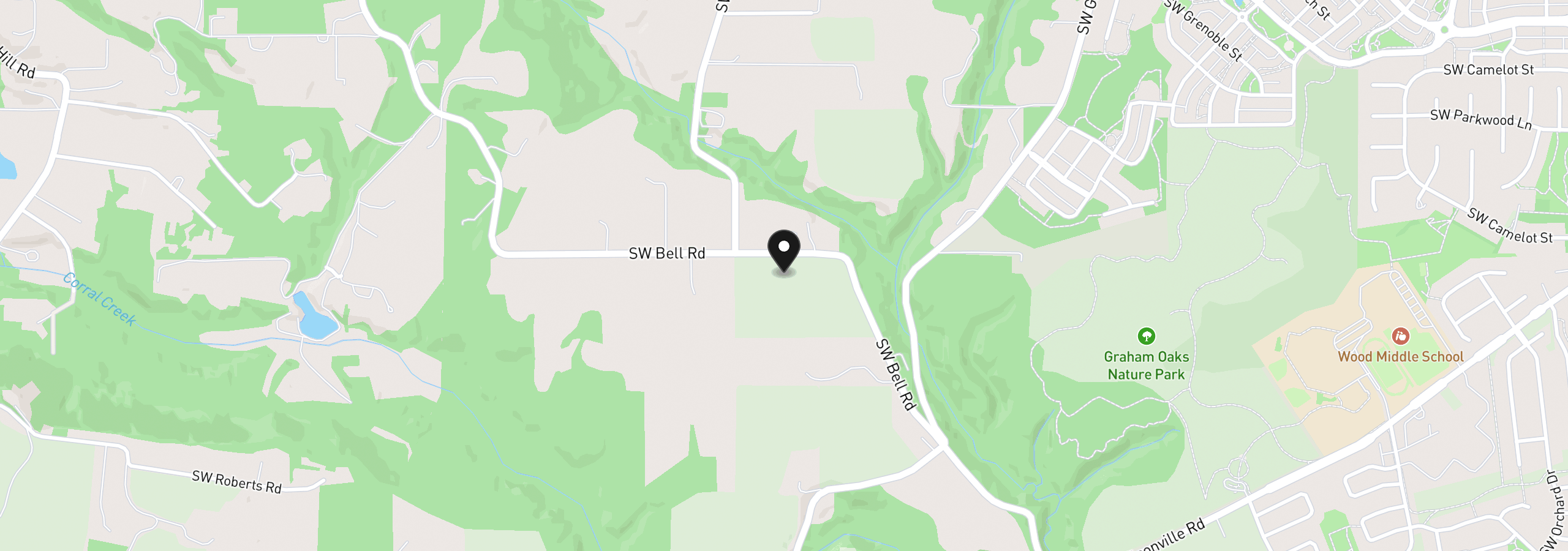 Map showing the location of Bell and Baker Rd, Sherwood, OR 97140