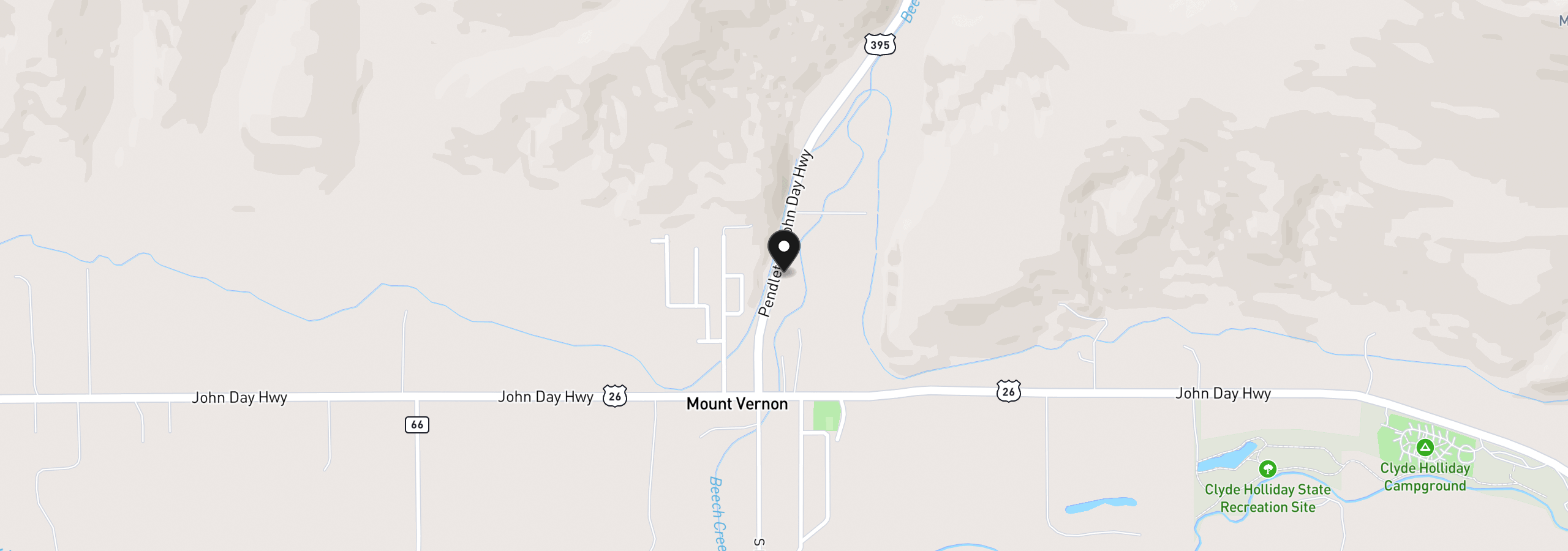 Map showing the location of 410 N Mountain Blvd, Mount Vernon, OR 97865