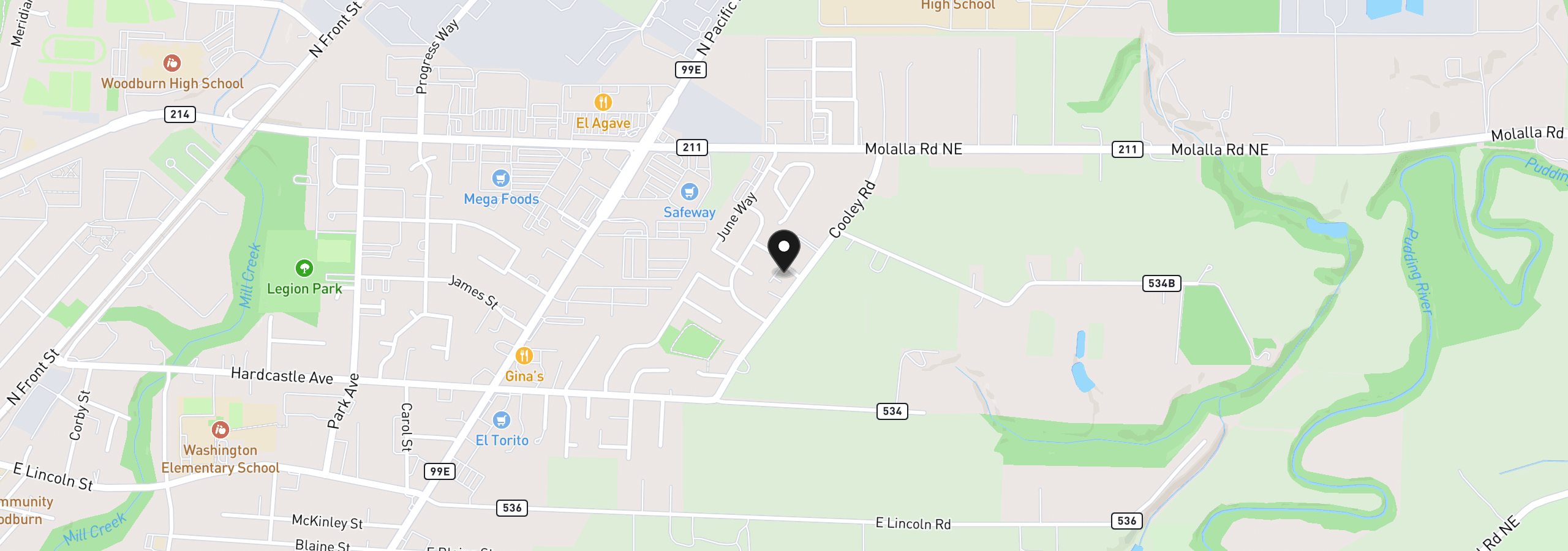 Map showing the location of 1504 - 1516 Barn Ct, Woodburn, OR 97071