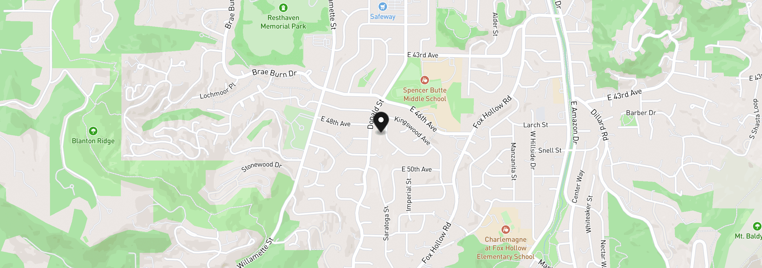 Map showing the location of 4734 Brookwood St, Eugene, OR 97405