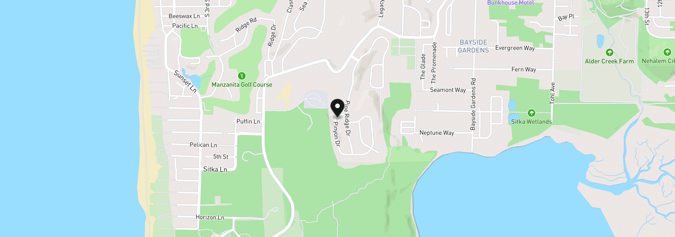 Map showing the location of Lot 101 Pinyon Dr, Manzanita, OR 97130
