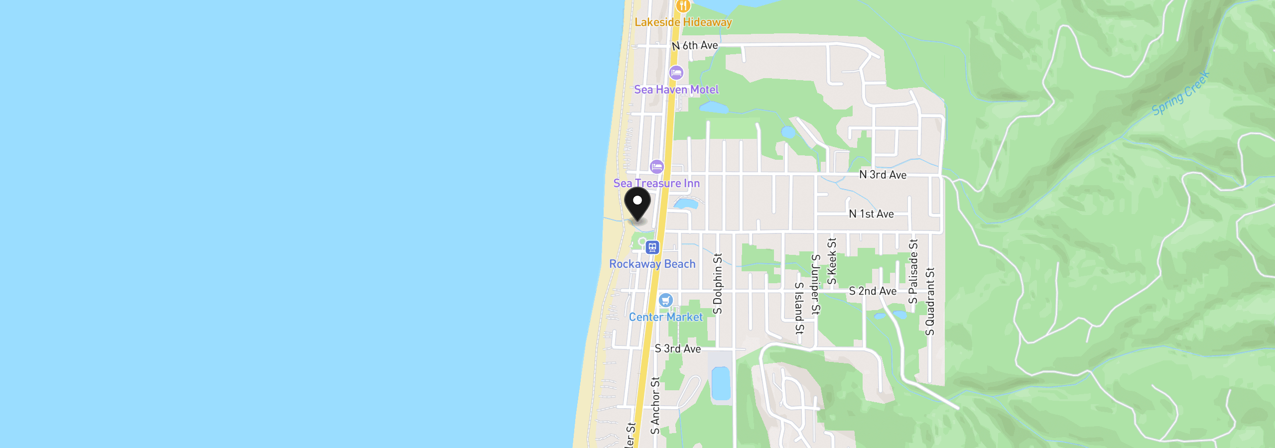 Map showing the location of 115 N Miller 302, Rockaway Beach, OR 97136