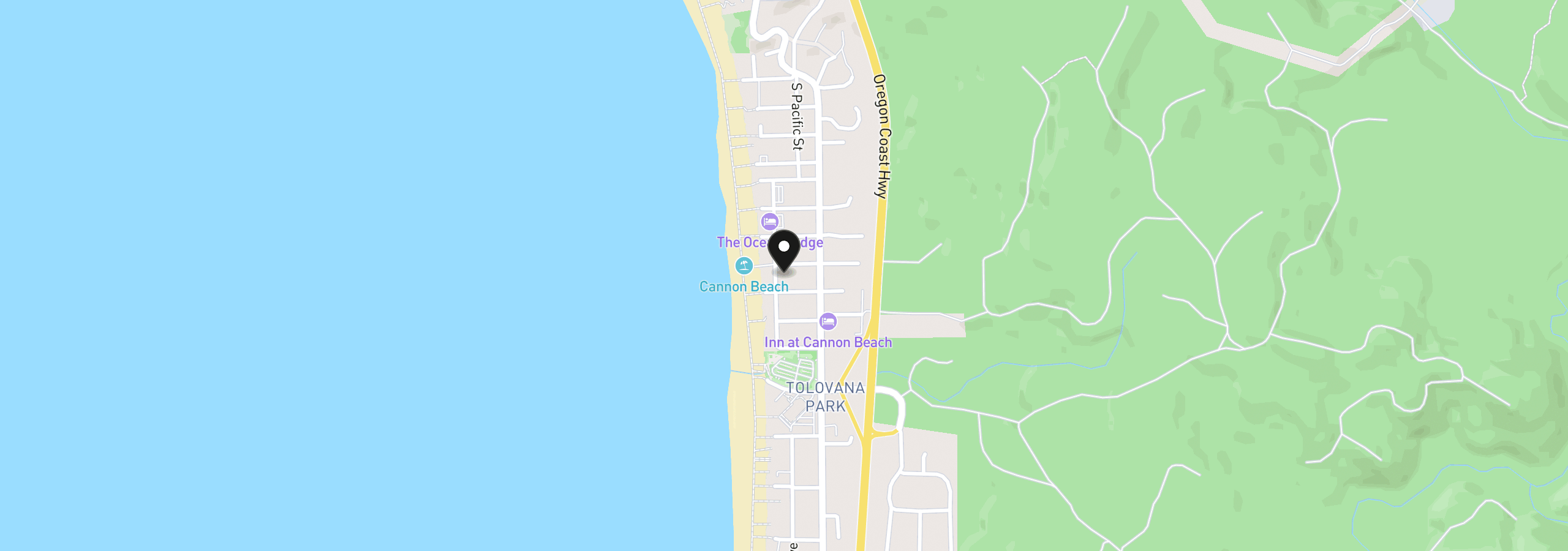 Map showing the location of 3039 Pacific St, Cannon Beach, OR 97110