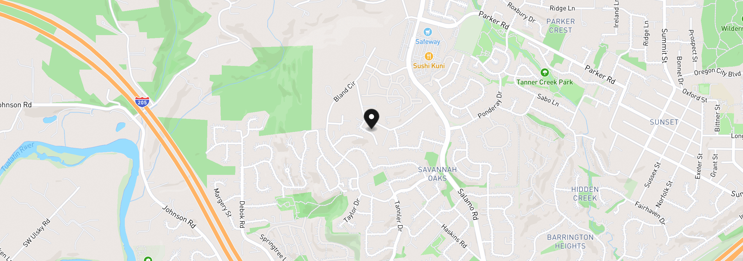 Map showing the location of 2202 Satter St, West Linn, OR 97068