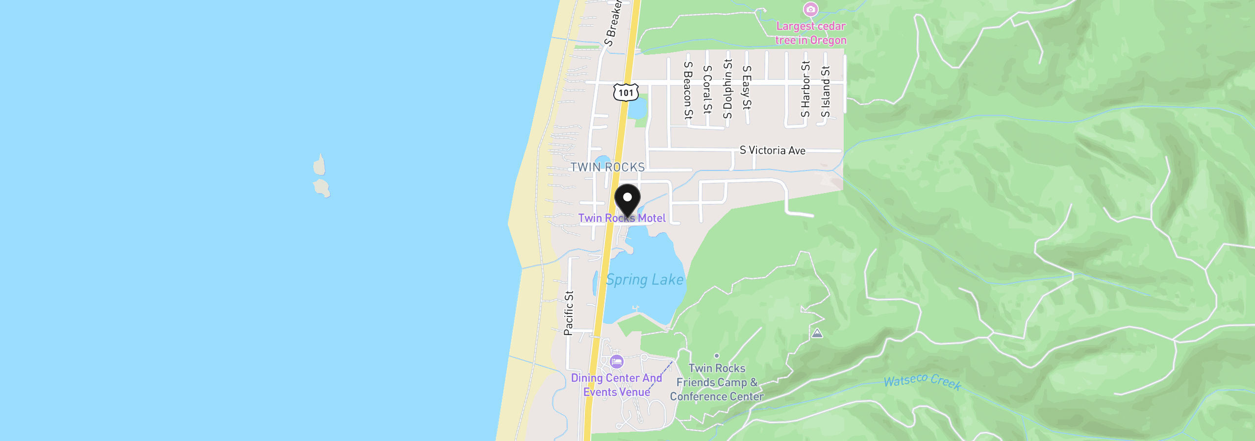 Map showing the location of 970 Pansy Ct, Rockaway Beach, OR 97136