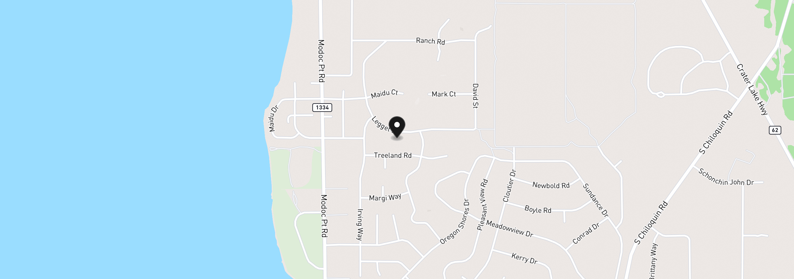 Map showing the location of Legget Dr #5, Chiloquin, OR 97624