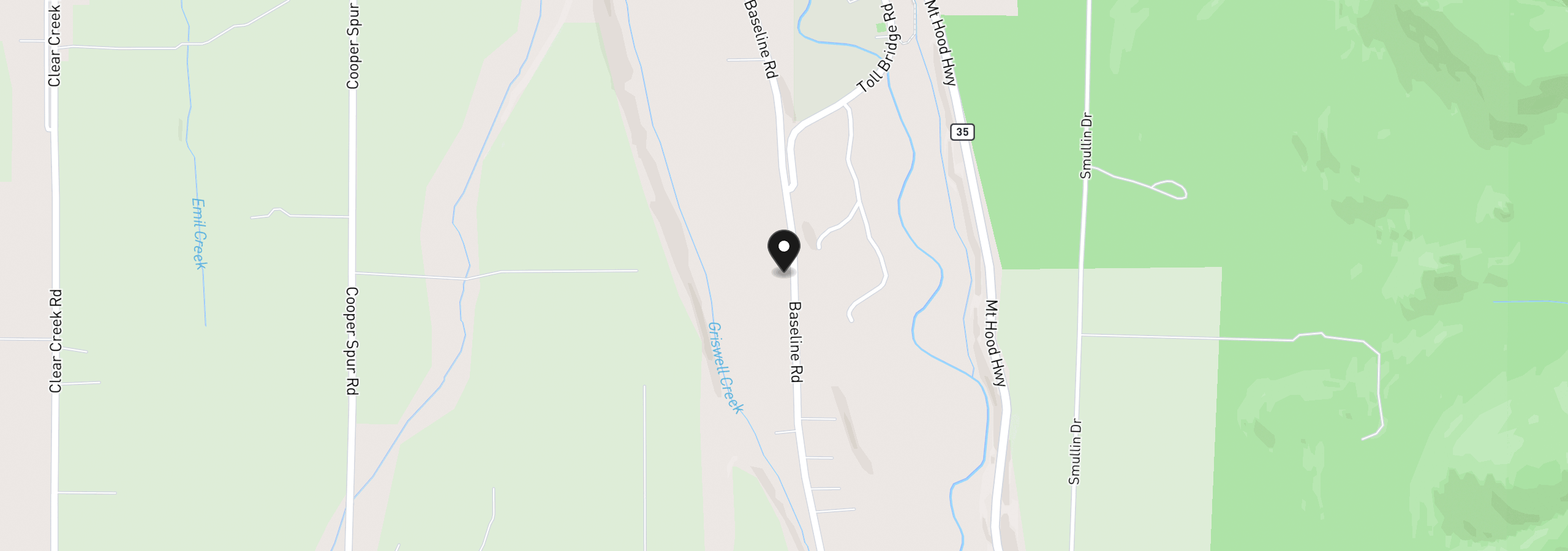 Map showing the location of 7540 Baseline Dr, Mt Hood Prkdl, OR 97041