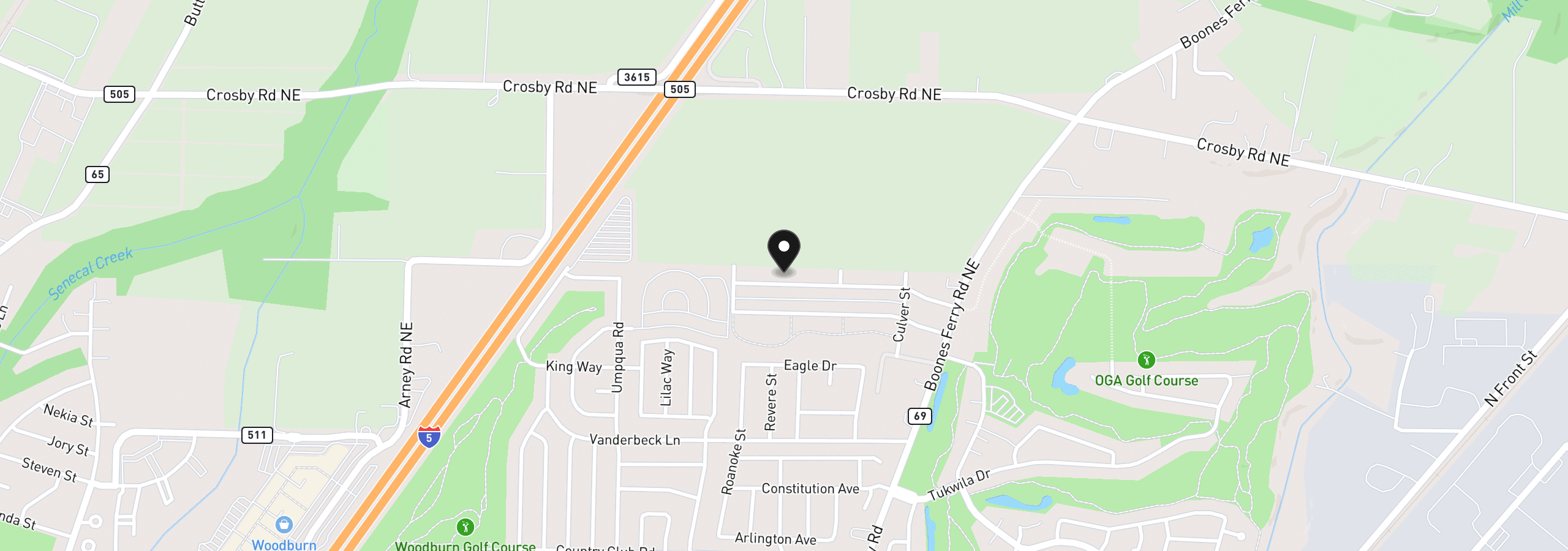 Map showing the location of 1297 Owl Ave, Woodburn, OR 97071