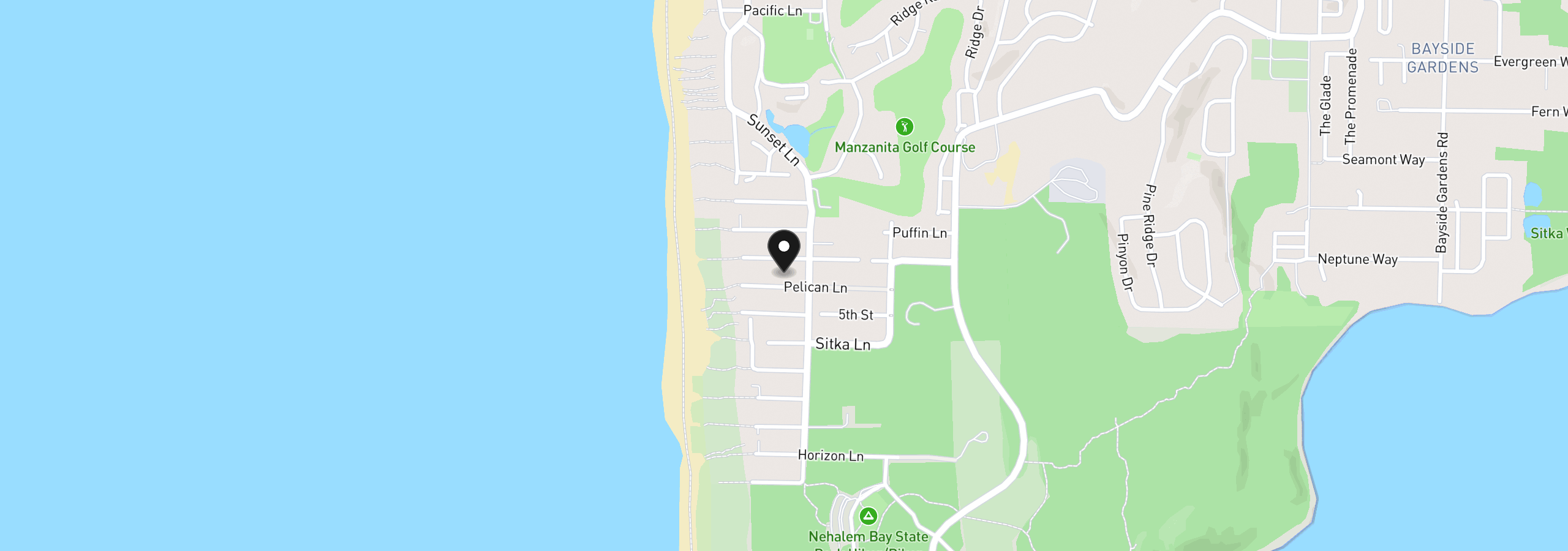 Map showing the location of 8924 Pelican Ln, Manzanita, OR 97130