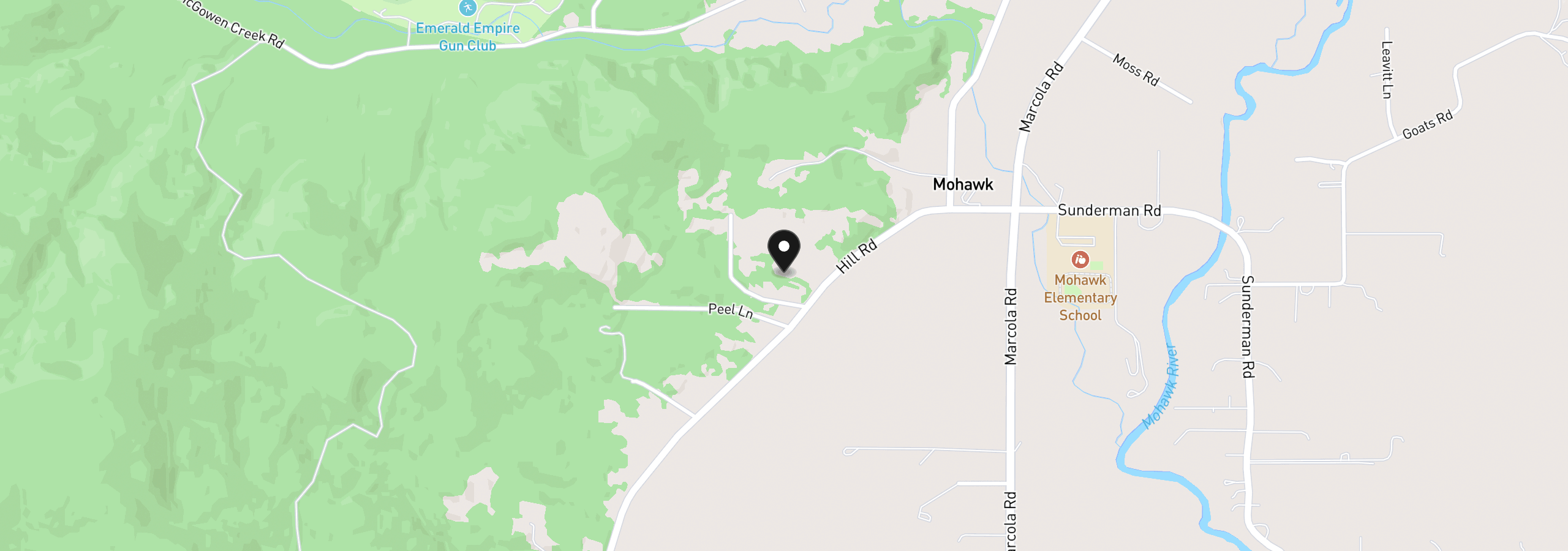 Map showing the location of 91066 Hill Rd, Springfield, OR 97478