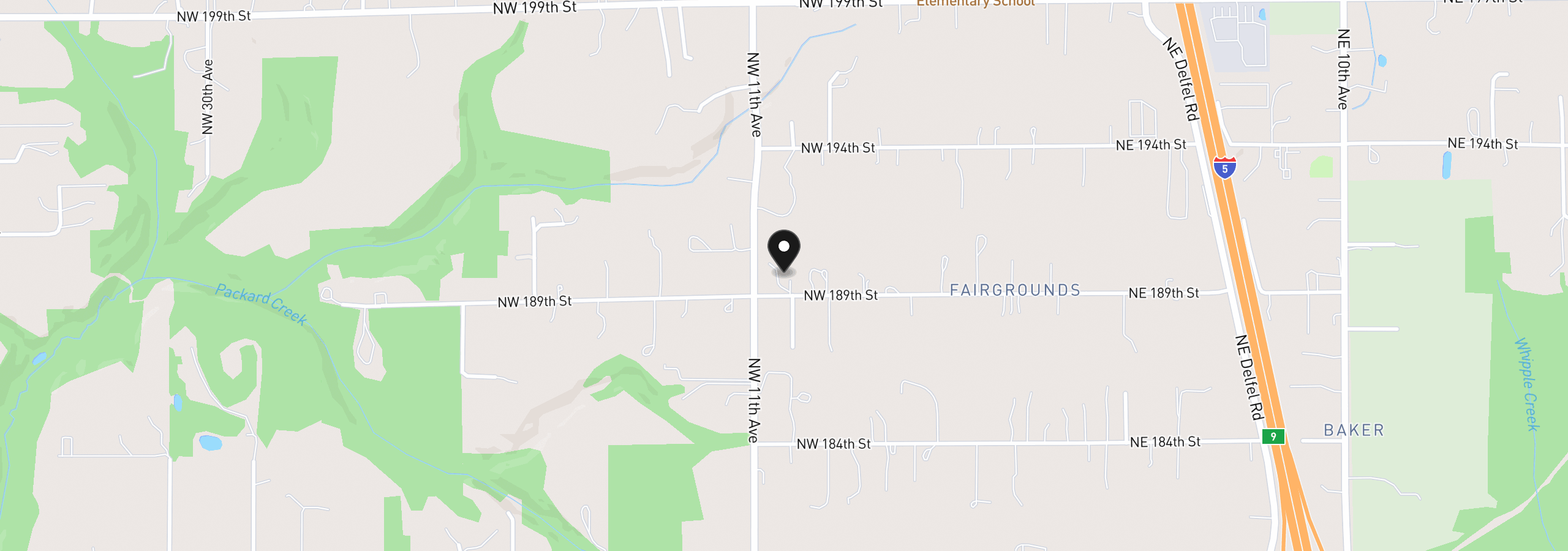 Map showing the location of 1002 NW 189th St, Ridgefield, Wa 98642