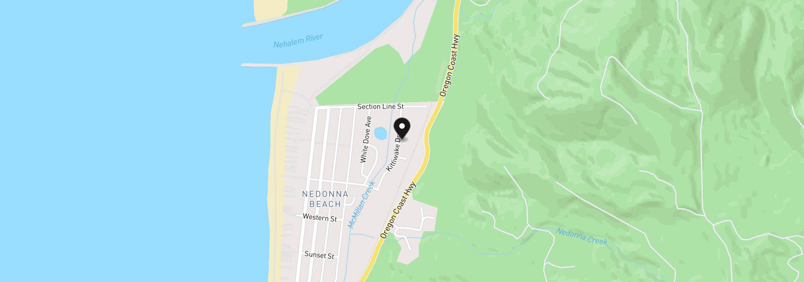 Map showing the location of 26539 Kittiwake Dr, Rockaway Beach, OR 97136