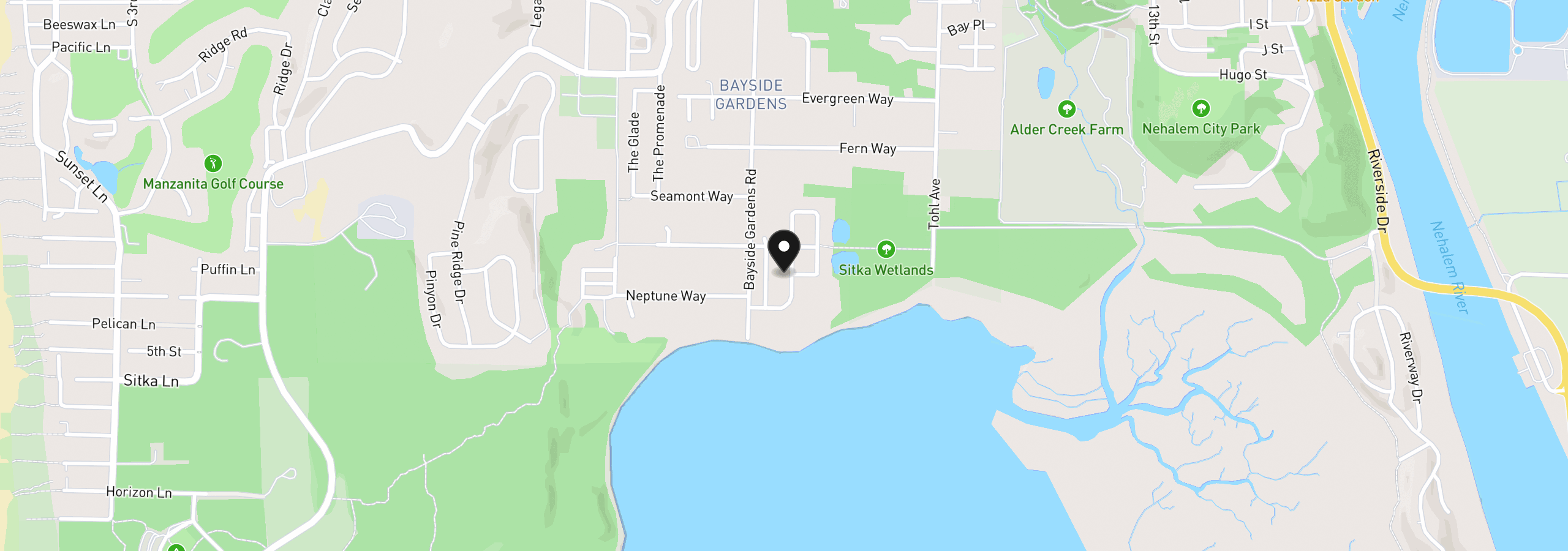 Map showing the location of 34020 Pintail Ave, Nehalem, OR 97131