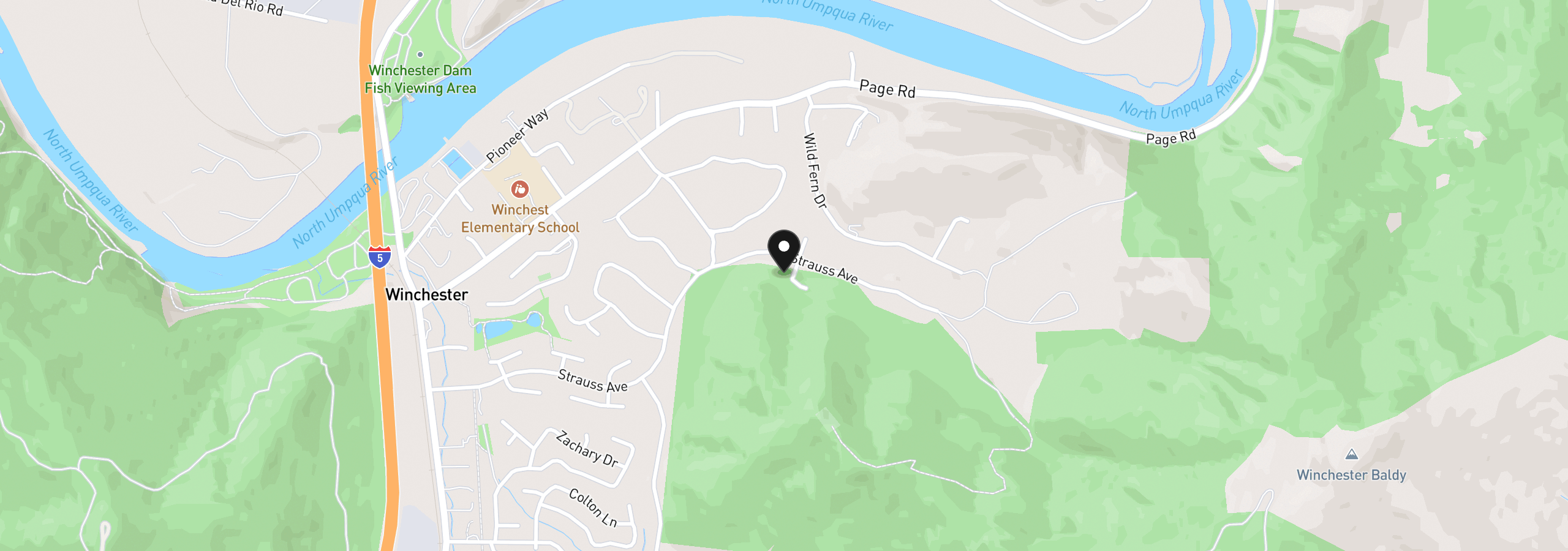 Map showing the location of 233 Winchester Creek Ave, Winchester, OR 97495