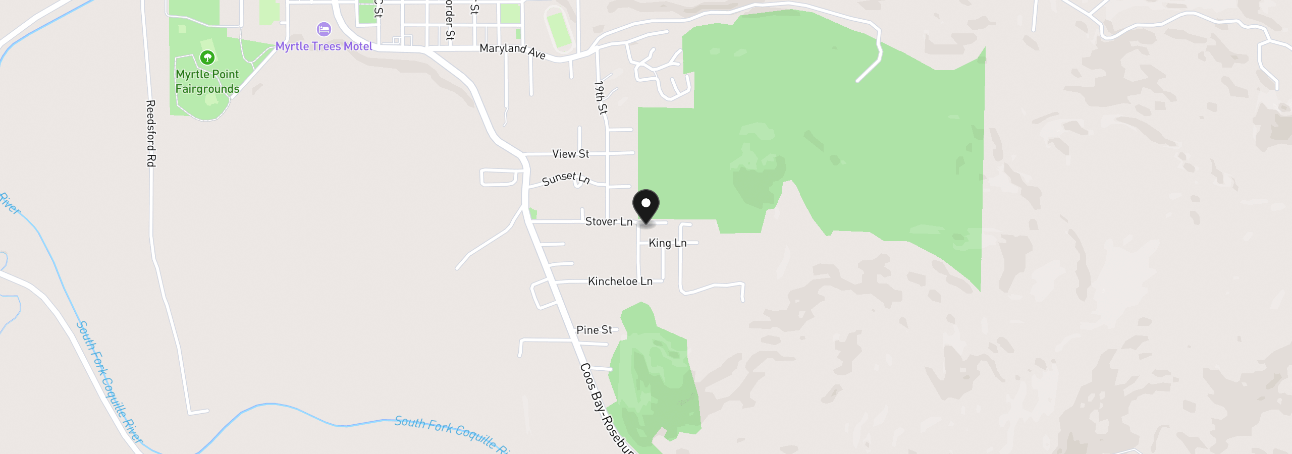 Map showing the location of 1715 20th St, Myrtle Point, OR 97458