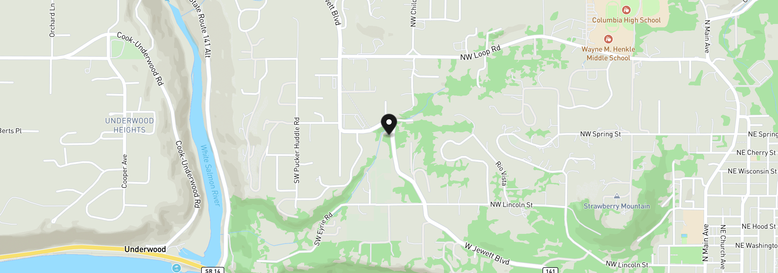 Map showing the location of 141 Hwy, White Salmon, Wa 98672